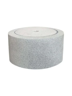 Rund lav Vandfontæne i stenlook med LED lys - sort eller grå