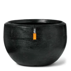 Rund sort krukke med let granitlook - Op til Ø.177cm
