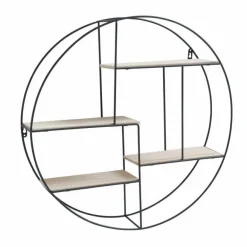 Rund vægreol med træhylder