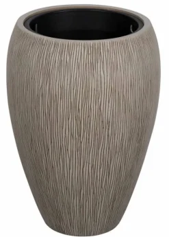 Runde koniske krukker i sandstone med planteindsats