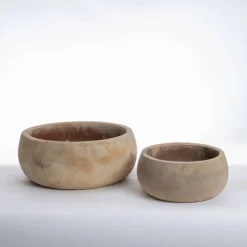 Runde lave plantebowler i lys Terracotta - Ø.32 + Ø.46