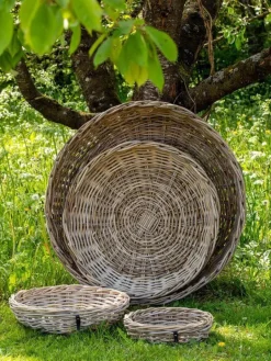 Runde rattan bakker / fade / bowler - sæt 4stk op til Ø.110cm