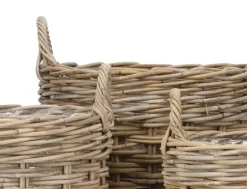 Runde rattankurve / potter med indsats og håndtag