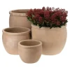 Runde Terracotta krukker med krave - Sæt 4stk