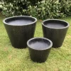 Runde udendørs koniske sorte havekrukker i Terrazzo look - 3stk