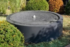 Runde vandbassiner / vandfontæner i aluminium med LED lys - H.75cm