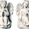 Søde 20cm engle i hvid antik polystone - SÆT