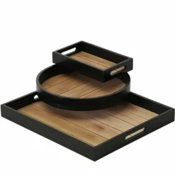Serveringsbakker i mdf/træ - 3stk - sort eller hvid