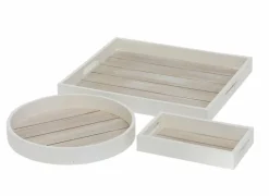 Serveringsbakker i mdf/træ - 3stk - sort eller hvid