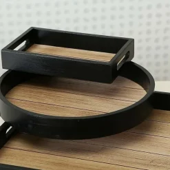 Serveringsbakker i mdf/træ - 3stk - sort eller hvid