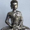 Siddende Thai Buddha i sølv resin - 29cm