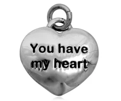 Sølvhjerte vedhæng med tekst