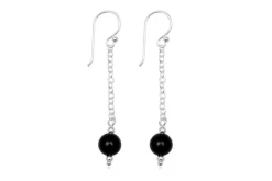 Sølvøreringe Med Sort Onyx