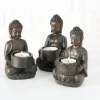 Små Buddha fyrfadslysestager i brun antik / 3stk