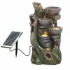 Solcelle Vandfontæne med skåle og LED lys