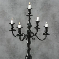 Sort gulvlysestage - 5-armet - 105cm kandelaber