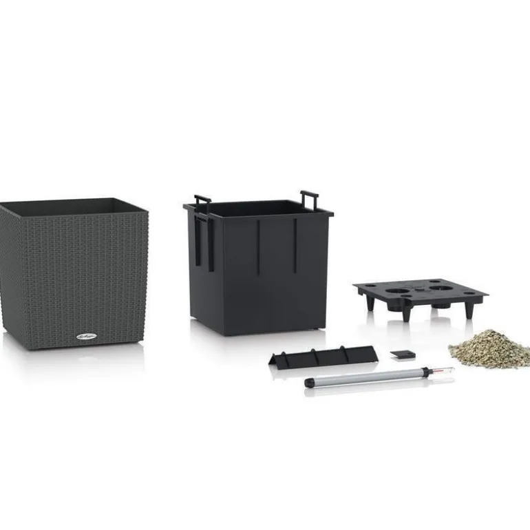 Sort Lechuza cottage 30x30 med selvvanding