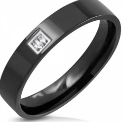 Sort stålring til kvinder / 4mm