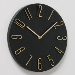 Sort vægur med guldvisere og guldtal - Ø.30cm