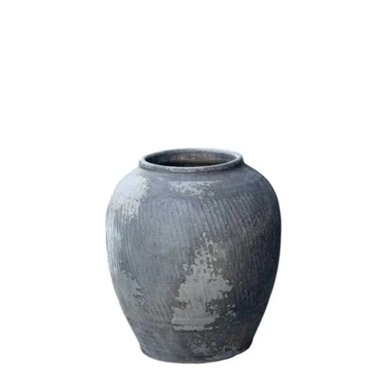 Sortgrå vintage lerkrukke unik H.40xØ.35