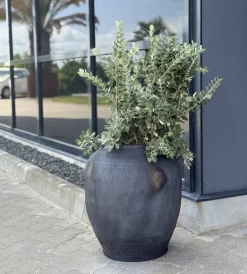 Sort/Grå Vintage Lerkrukke - H.52cm + H.71cm