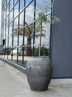 Sort/Grå Vintage Lerkrukke - H.52cm + H.71cm