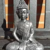 Sort/sølv siddende Buddha 22cm