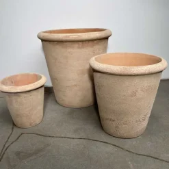 Sæt med 3stk antikbehandlede Terracotta potter - H.23+30+38cm