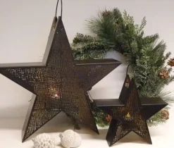 Stjerne lysestage i sort metal med hank