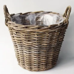 6stk pilekurve / potteskjulere med håndtag og plastindsats - SÆT