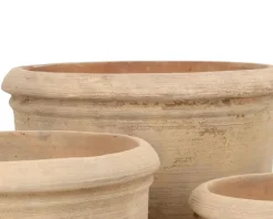 3stk runde Terracotta lerkrukker - antik choko vintage - Ø.55cm