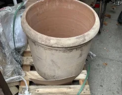 3stk runde Terracotta lerkrukker - antik choko vintage - Ø.55cm