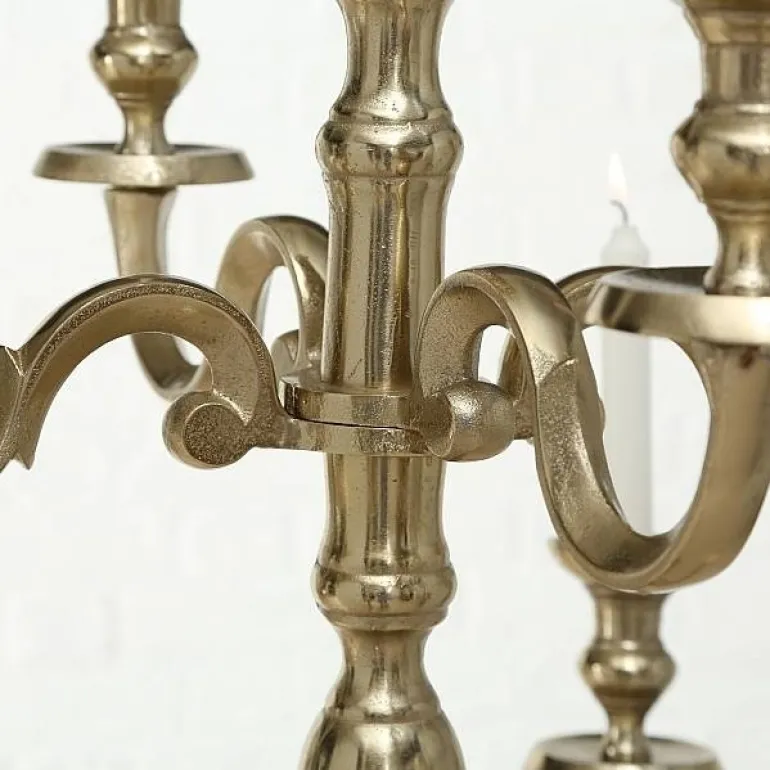 Stor 9 armet gulvlysestage guld / alu - 180cm