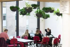 Stor ampel / hængekrukke i sort polystone - ø.46cm