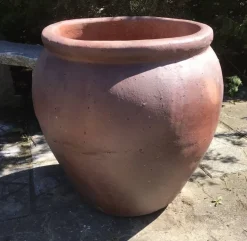 Stor Hårdtbrændt Lerkrukke / Ironstone krukke i stentøj - H.72xØ.75cm