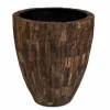 Stor indendørs konisk krukke i cemani træ - Ø.60cm
