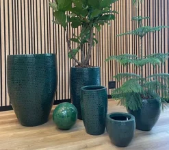 Stor krukke i hammered metal - Ocean Green - 3 størrelser