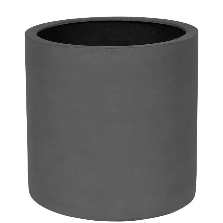 Stor rund sort eller grå cylinder krukke i fiberstone / Ø.30 + Ø.40cm + Ø.50cm + Ø.60cm