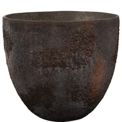 Stor rustik krukke med lava mønster - Sandgrå + Brun - op til Ø.80cm