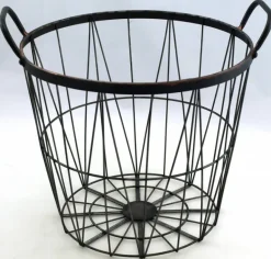 Stor Trådkurv i antik jern med håndtag - 3 str.