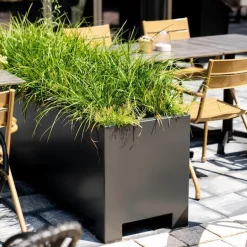 Store aflange plantekasser i aluminium med ben / fødder - 7021 Antrazit