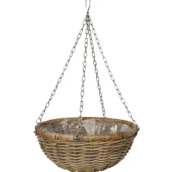 Store ampler / hængepotter i rattan med kæder - 4 størrelser