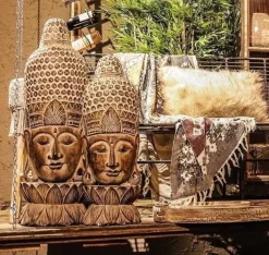 Store Buddha masker/statuer i træ - bord & væg