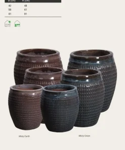 Store glaserede krukker i keramik - misty blue - op til Ø.81xH.81cm