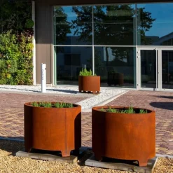 Store Runde Corten Stål Krukker med fødder