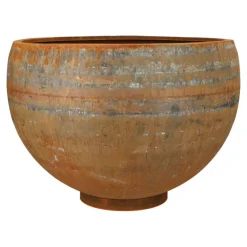 Store runde Uranus plantekrukker i cortenstål på løs fod/ring - Ø.60 + Ø.100