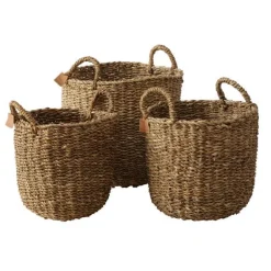 Store søgræs kurve med håndtag / Sæt 3stk