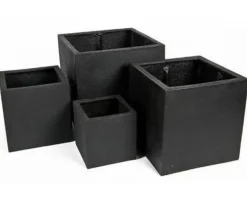 Store Sorte + Grå krukker - Firkantede plantekummer - Udendørs