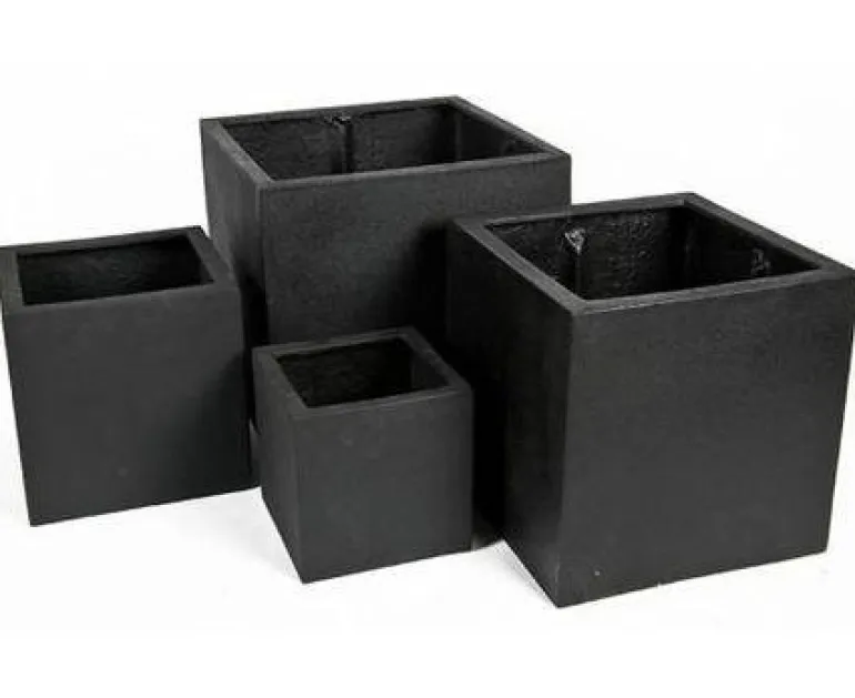 Store Sorte + Grå krukker - Firkantede plantekummer - Udendørs