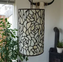Tiffany hvid rose hængelampe